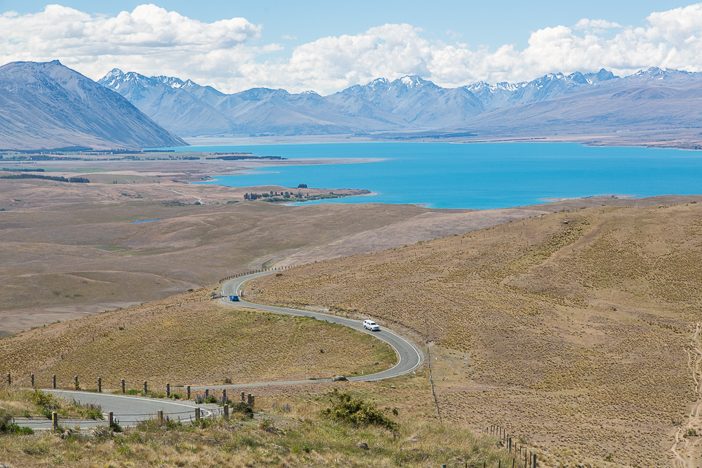 Blick vom Mount John auf Lake Tekapo